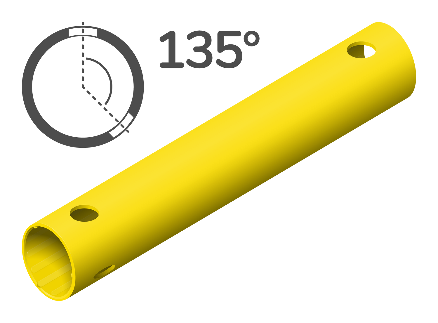 Buis 35 cm 135° (3 schroefgaten)
